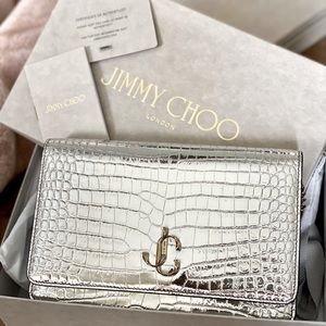 Jimmy Choo Metallic Leather Varenne Clutch Bag